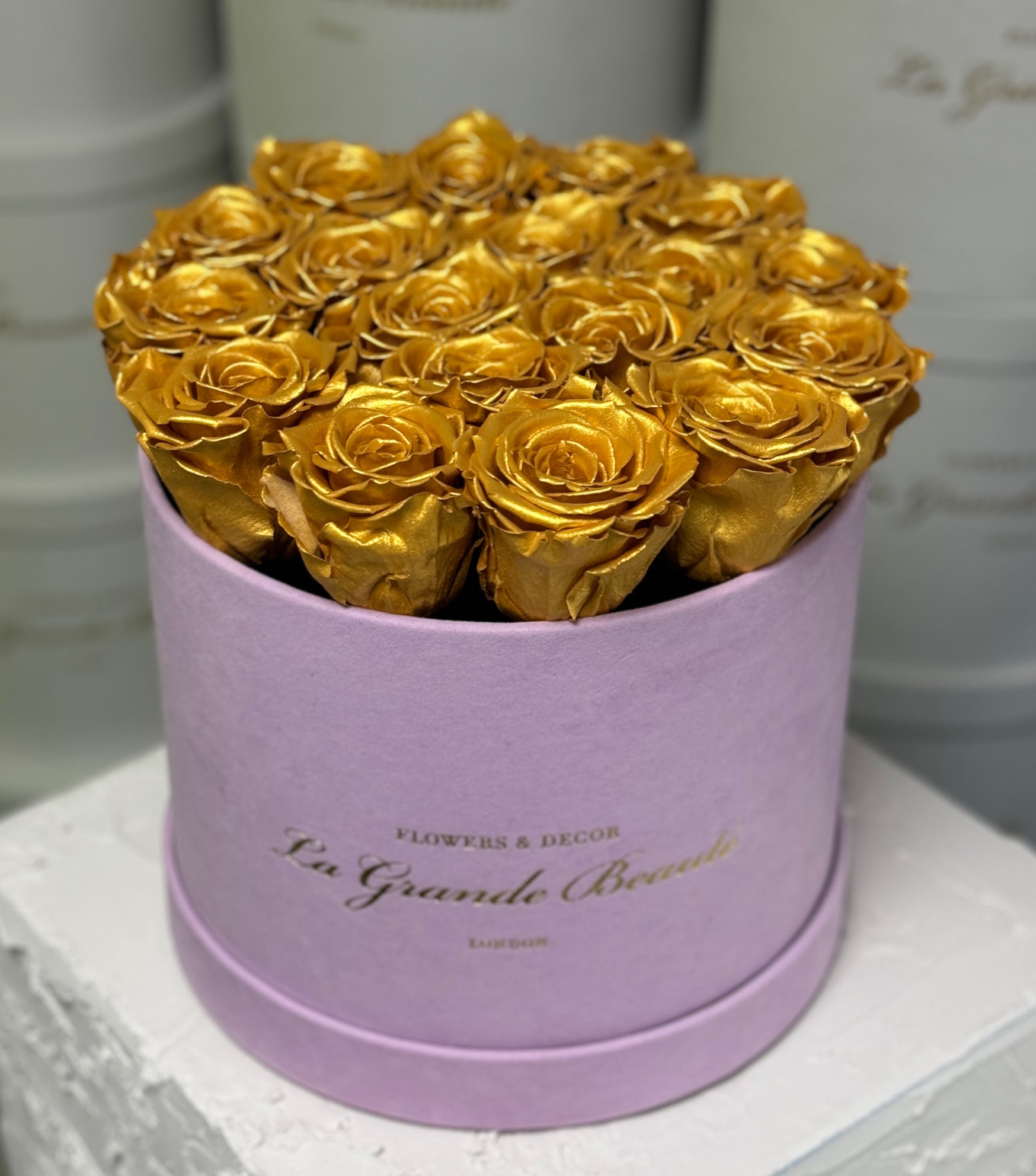 “Golden” Preserved Gold Roses Luxury London Flower Delivery La