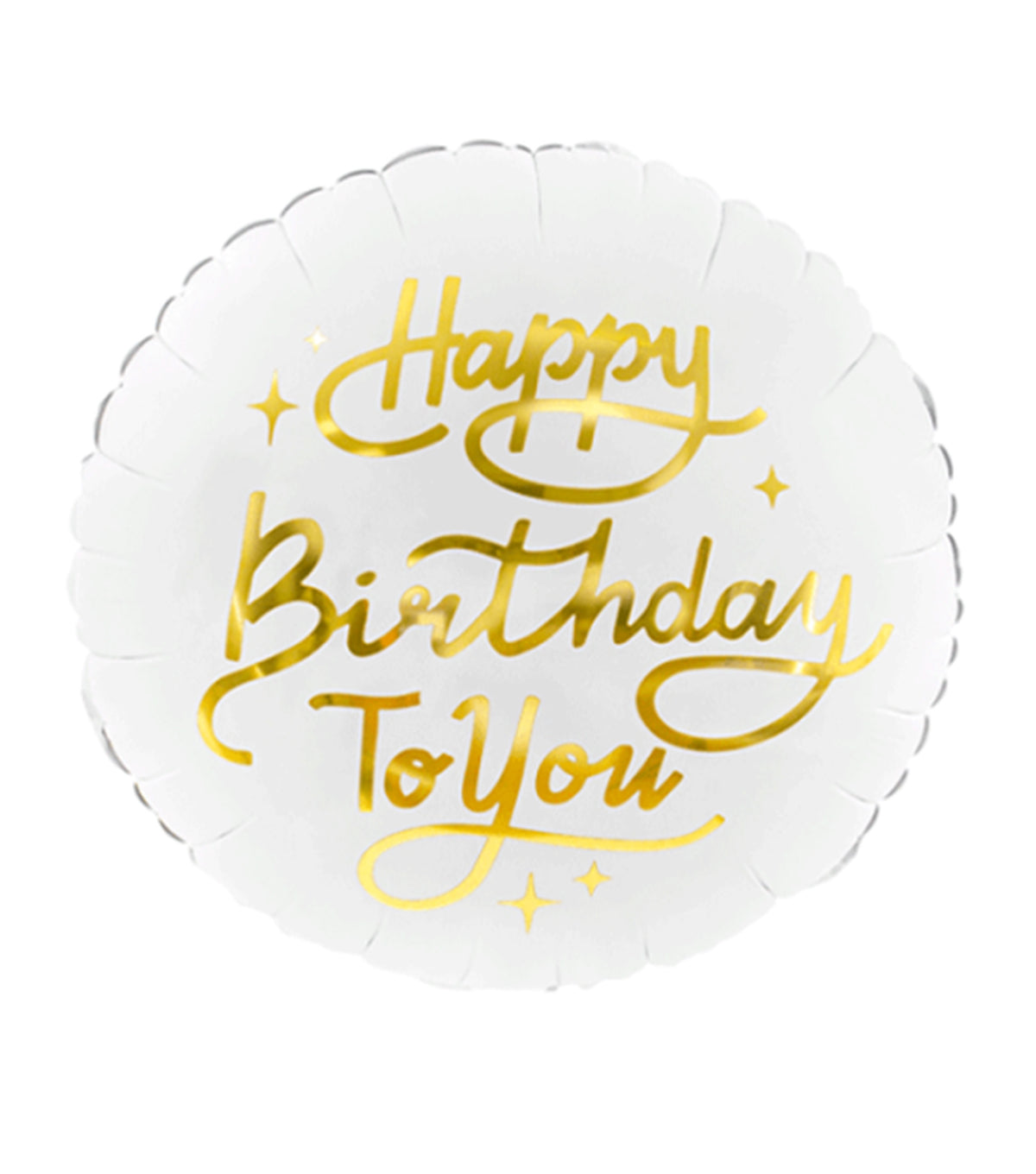 White/Gold Happy Birthday Balloon – helium foil balloon by La Grande Beauté, luxury flower delivery London