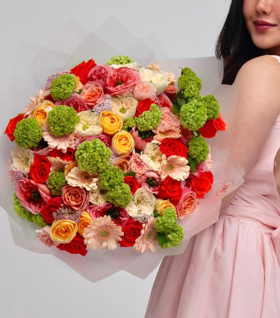 “Wild Flower” – rose, carnation and gerbera bouquet by La Grande Beauté, luxury flower delivery London