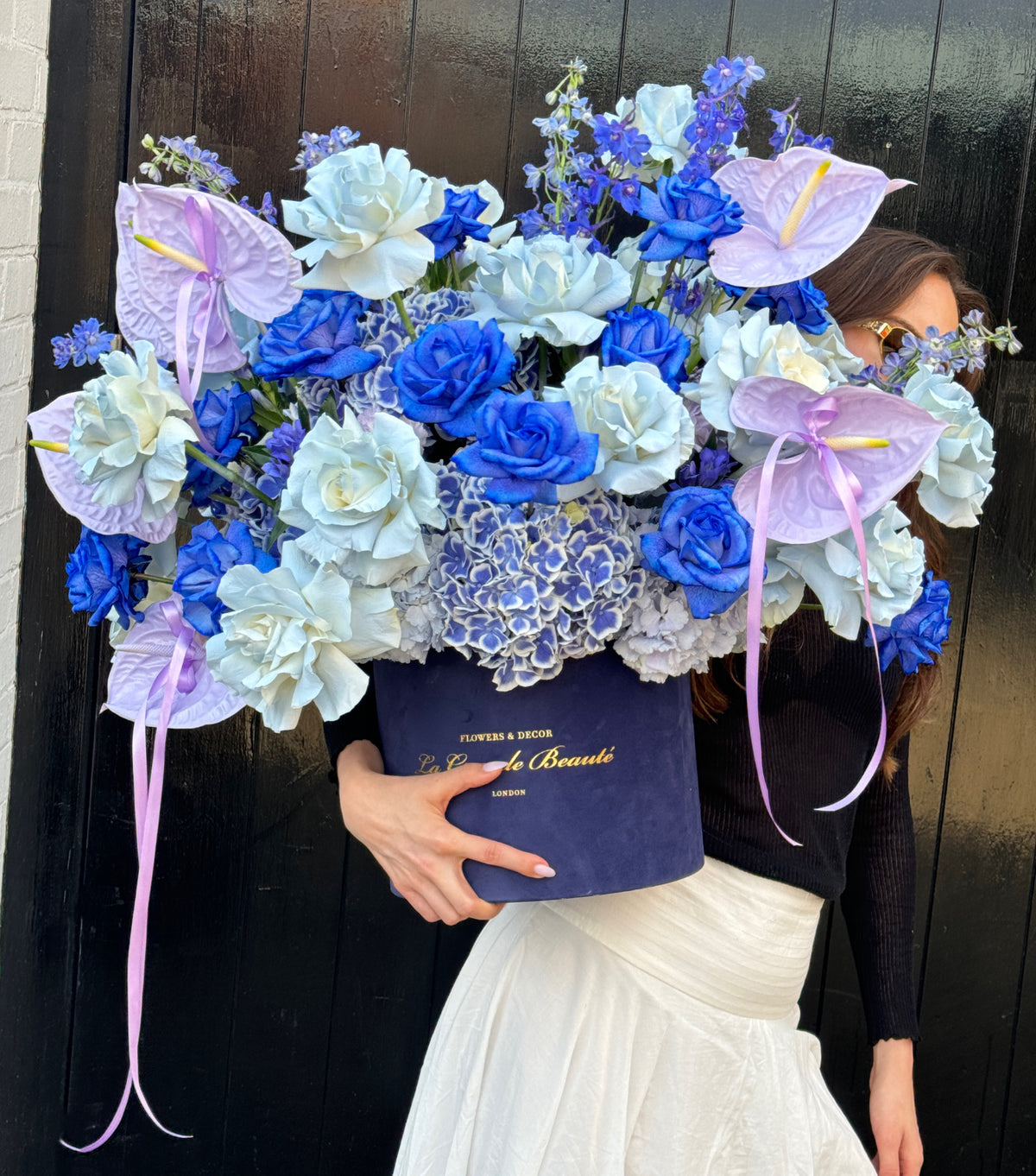 “Into the Blue” – blue flower box by La Grande Beauté, luxury flower delivery London