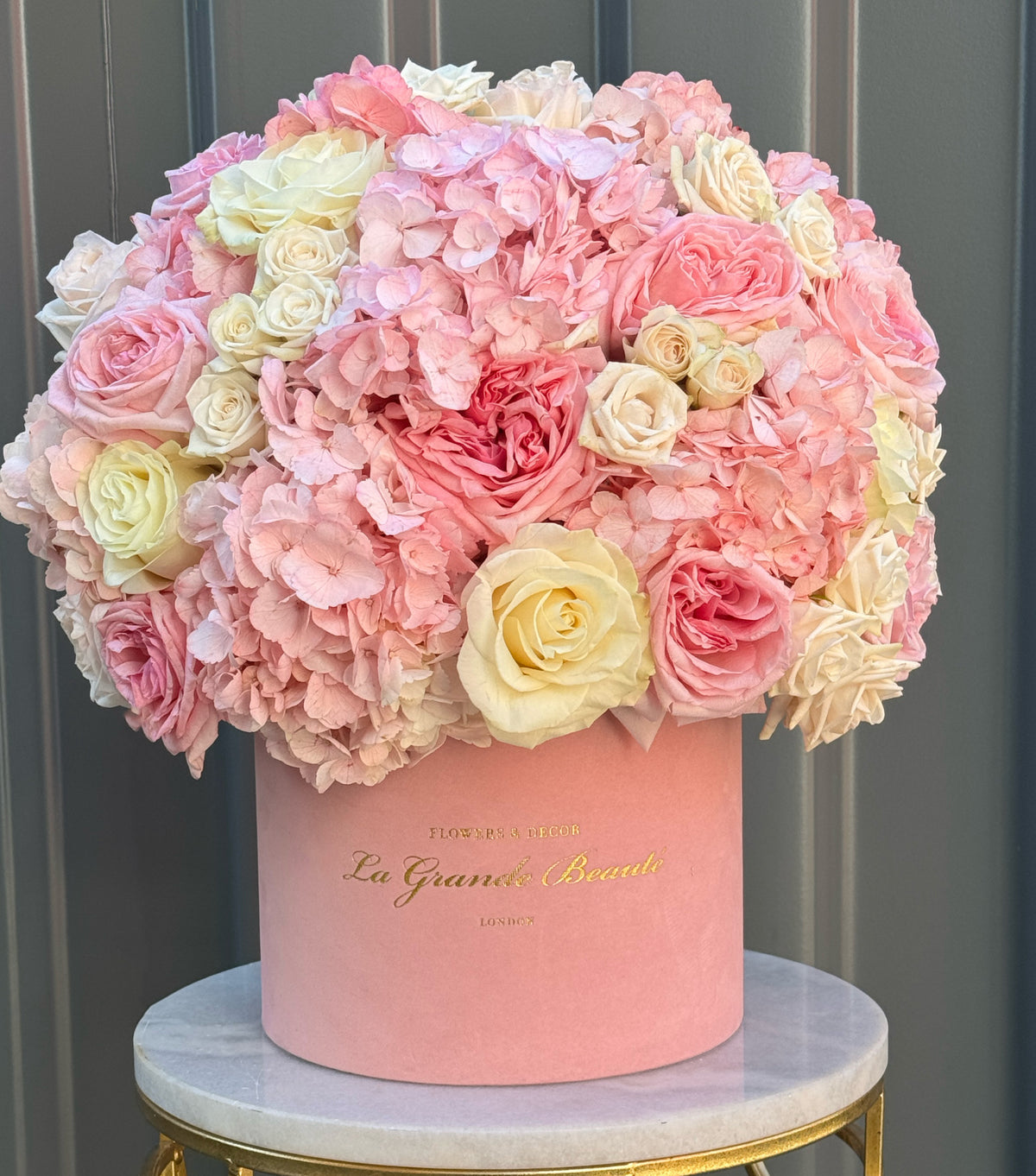 “Enchanted Dreams” – pink flower box by La Grande Beauté, luxury flower delivery London