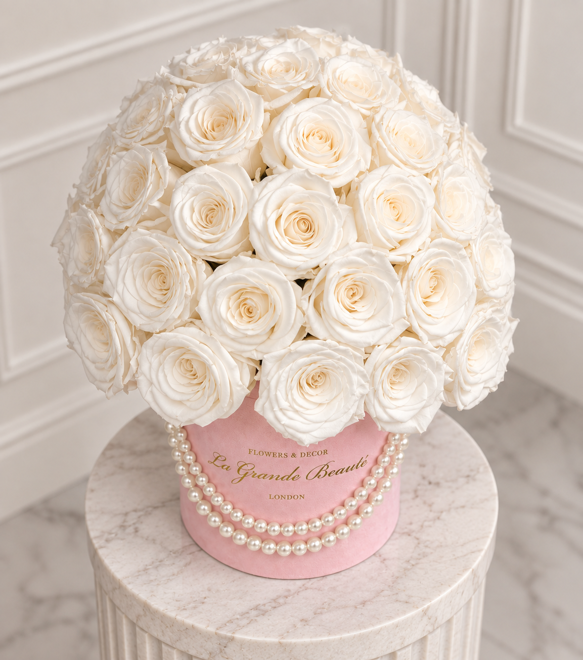 “Silk” – preserved roses in a classic velvet box by La Grande Beauté, luxury flower delivery London