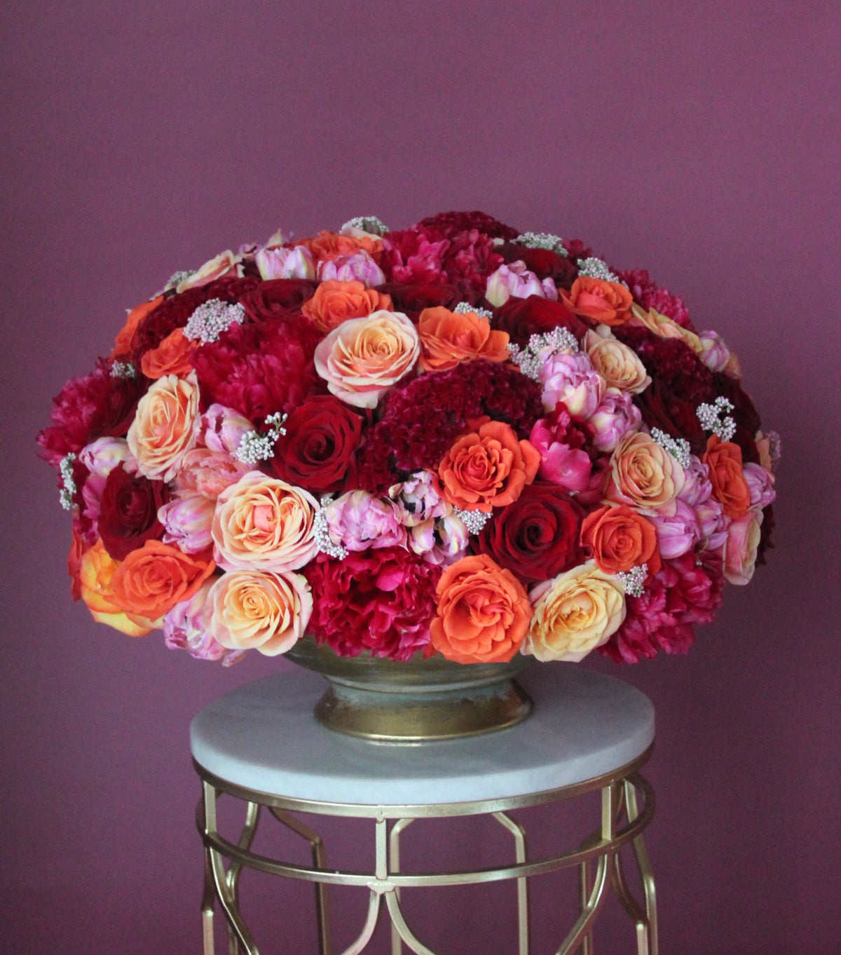 “Mirage” – roses, peonies and tulips in a vase by La Grande Beauté, luxury flower delivery London