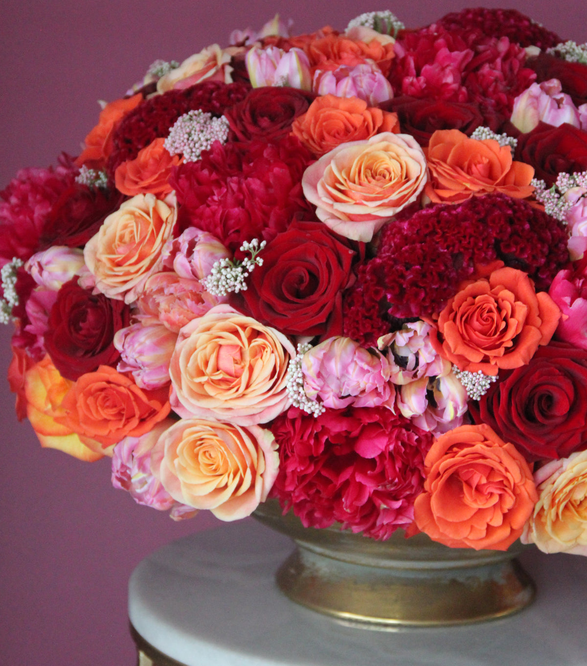 “Mirage” – roses, peonies and tulips in a vase by La Grande Beauté, luxury flower delivery London