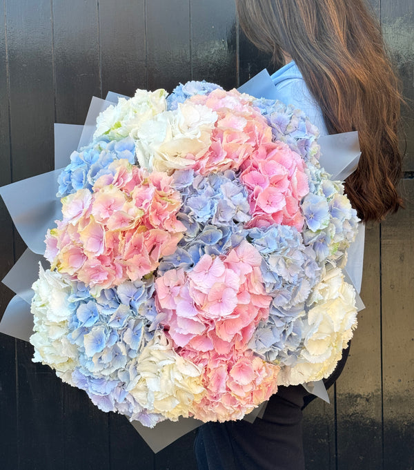 Pink/Blue/White Hydrangea Bouquet