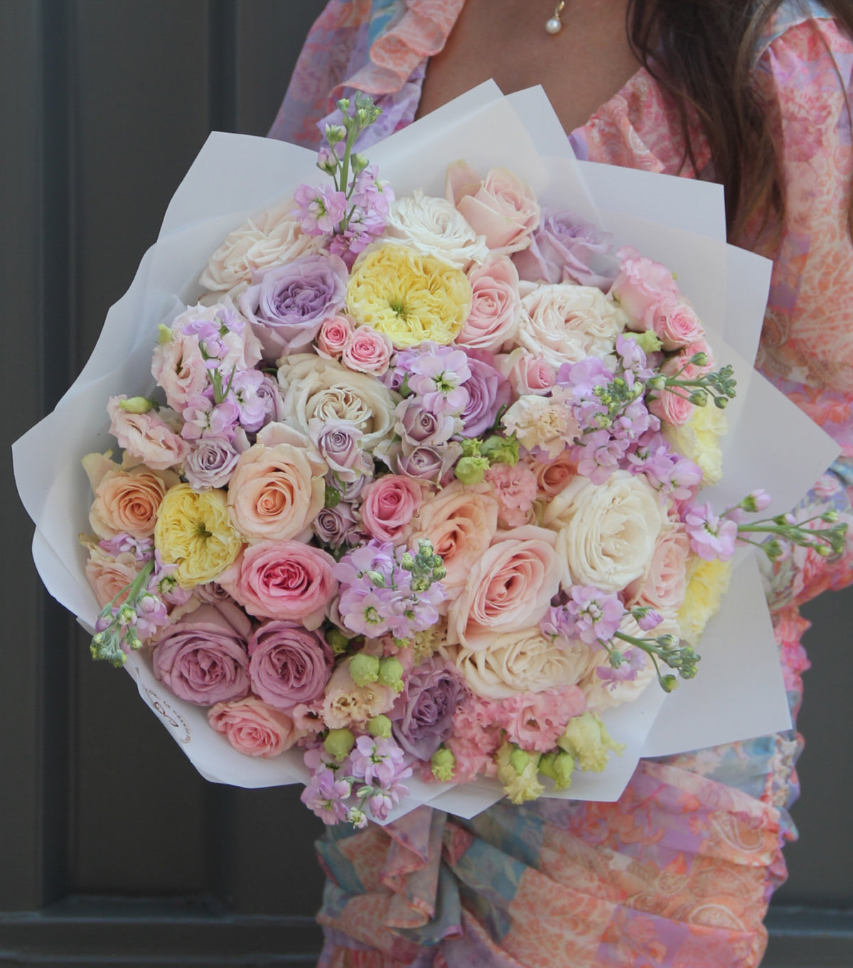 “Bloom Bliss” – hand-tied garden and spray rose bouquet by La Grande Beauté, luxury flower delivery London