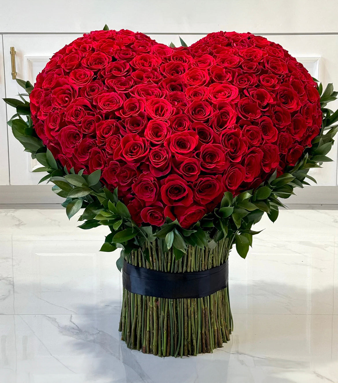 Free-Standing Heart Bouquet – large rose heart by La Grande Beauté, luxury flower delivery London