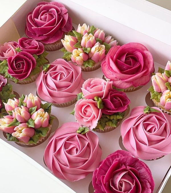 Artisan Pink Flower Cupcakes