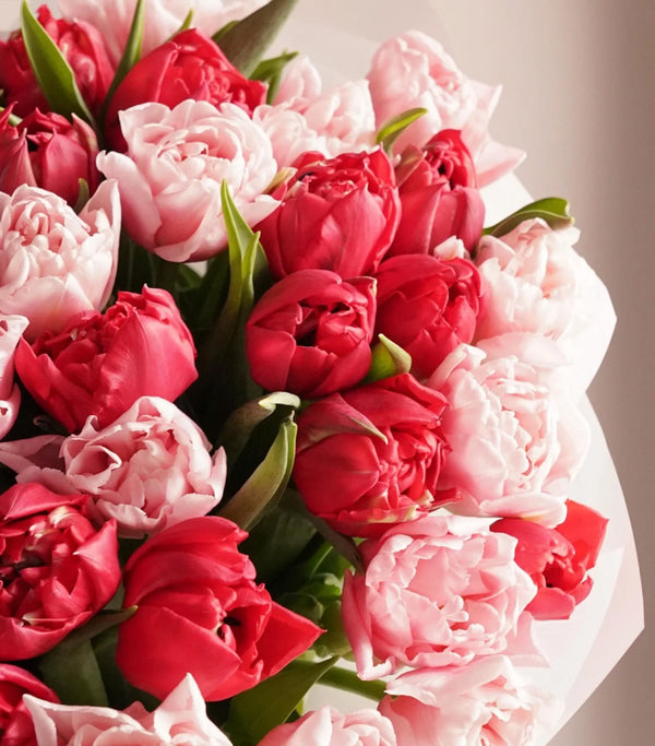 Red and Pink Tulip Bouquet