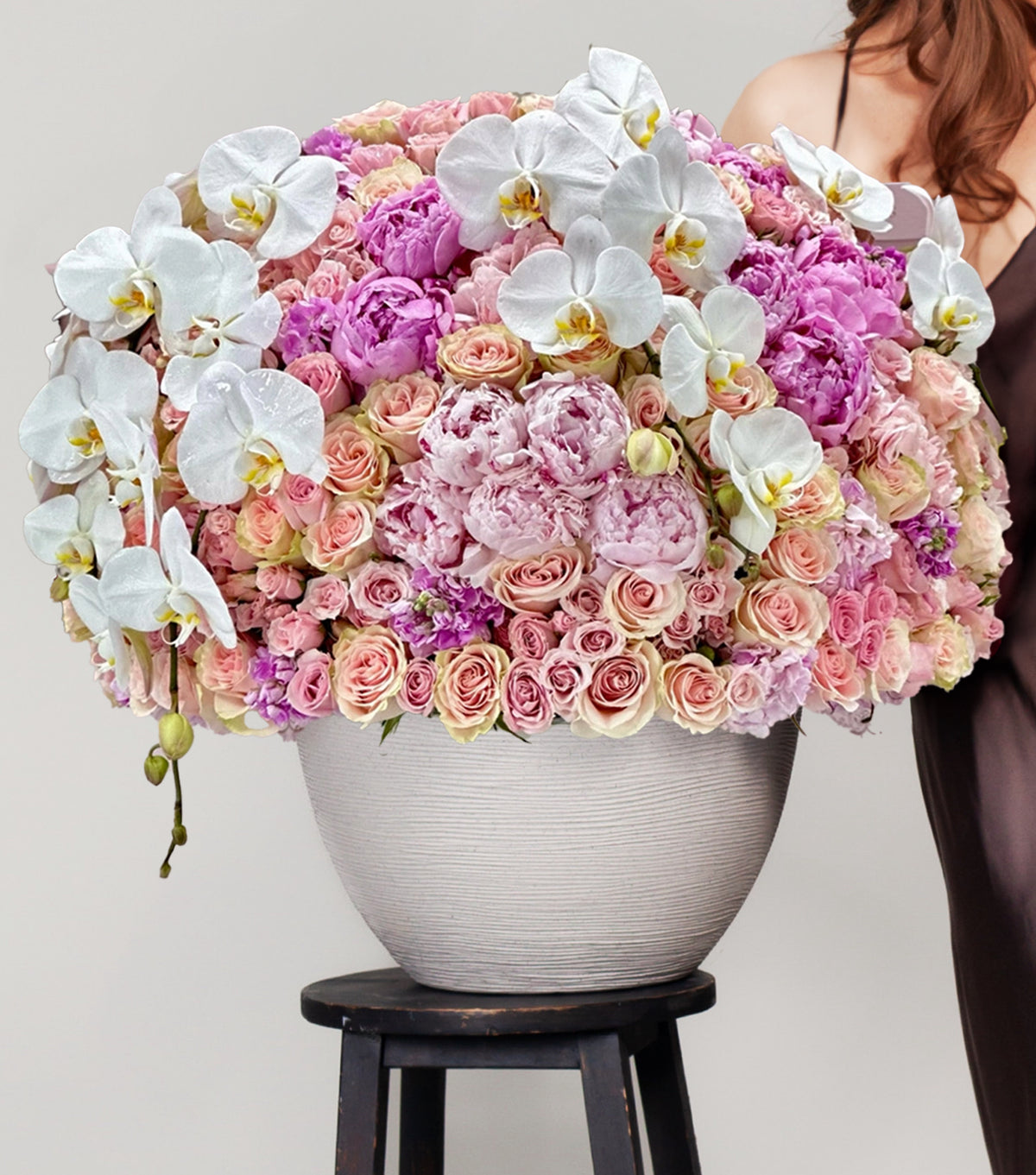 “Pink Blossom” – grand pink flower arrangement by La Grande Beauté, luxury flower delivery London