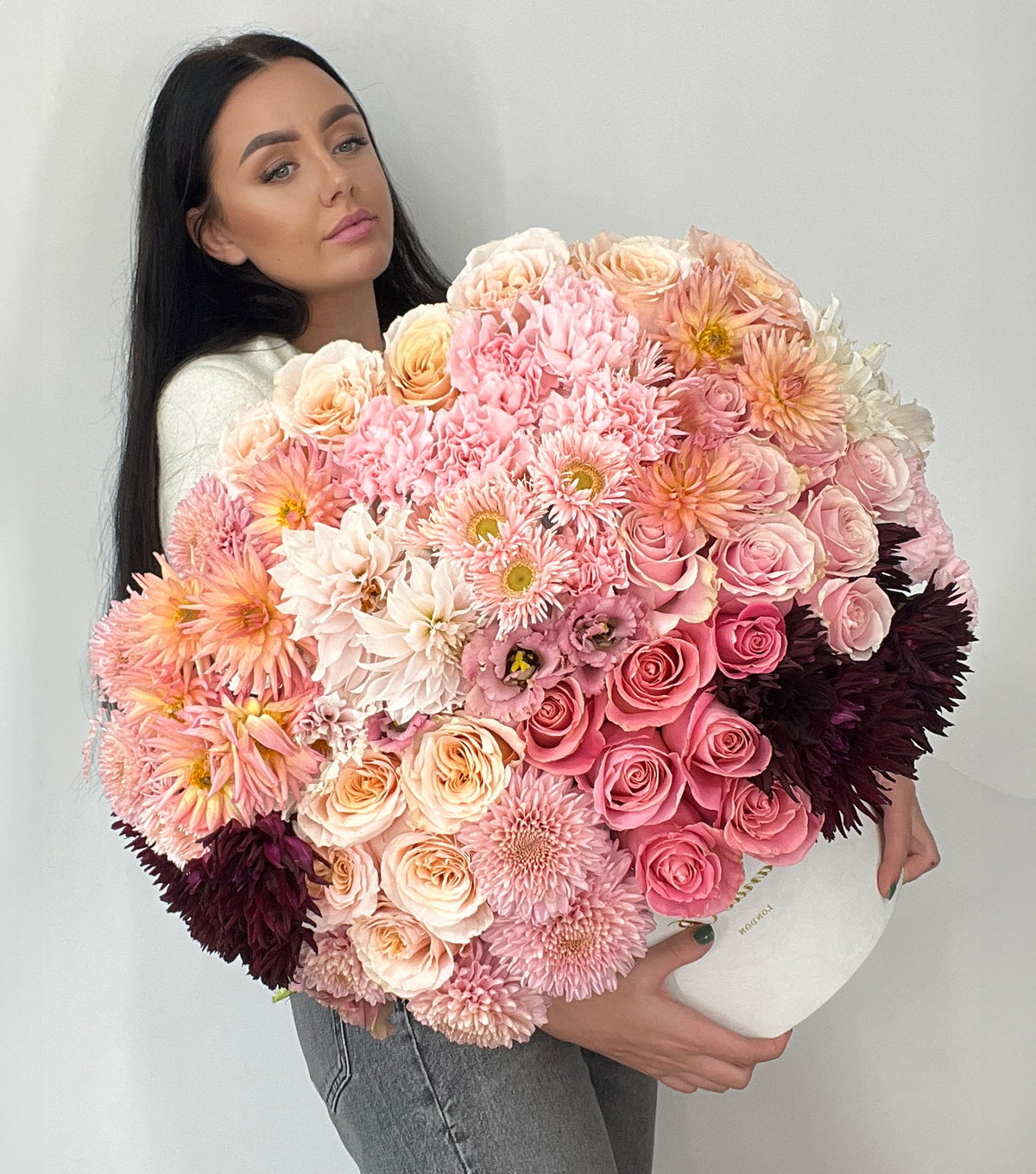“Creme De La Creme” – autumn box of roses and dahlias by La Grande Beauté, luxury flower delivery London