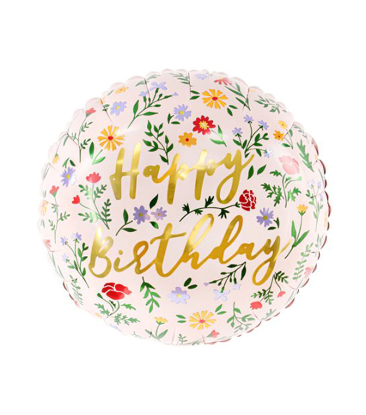 Floral Happy Birthday Balloon – helium foil balloon by La Grande Beauté, luxury flower delivery London
