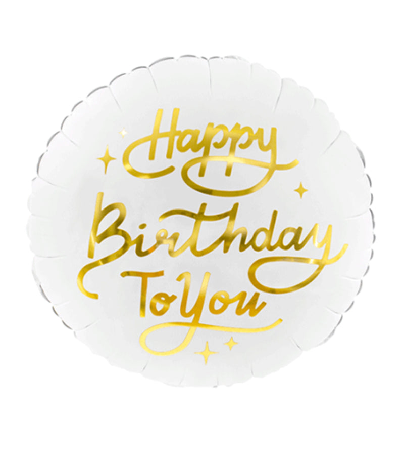 White/Gold Happy Birthday Balloon