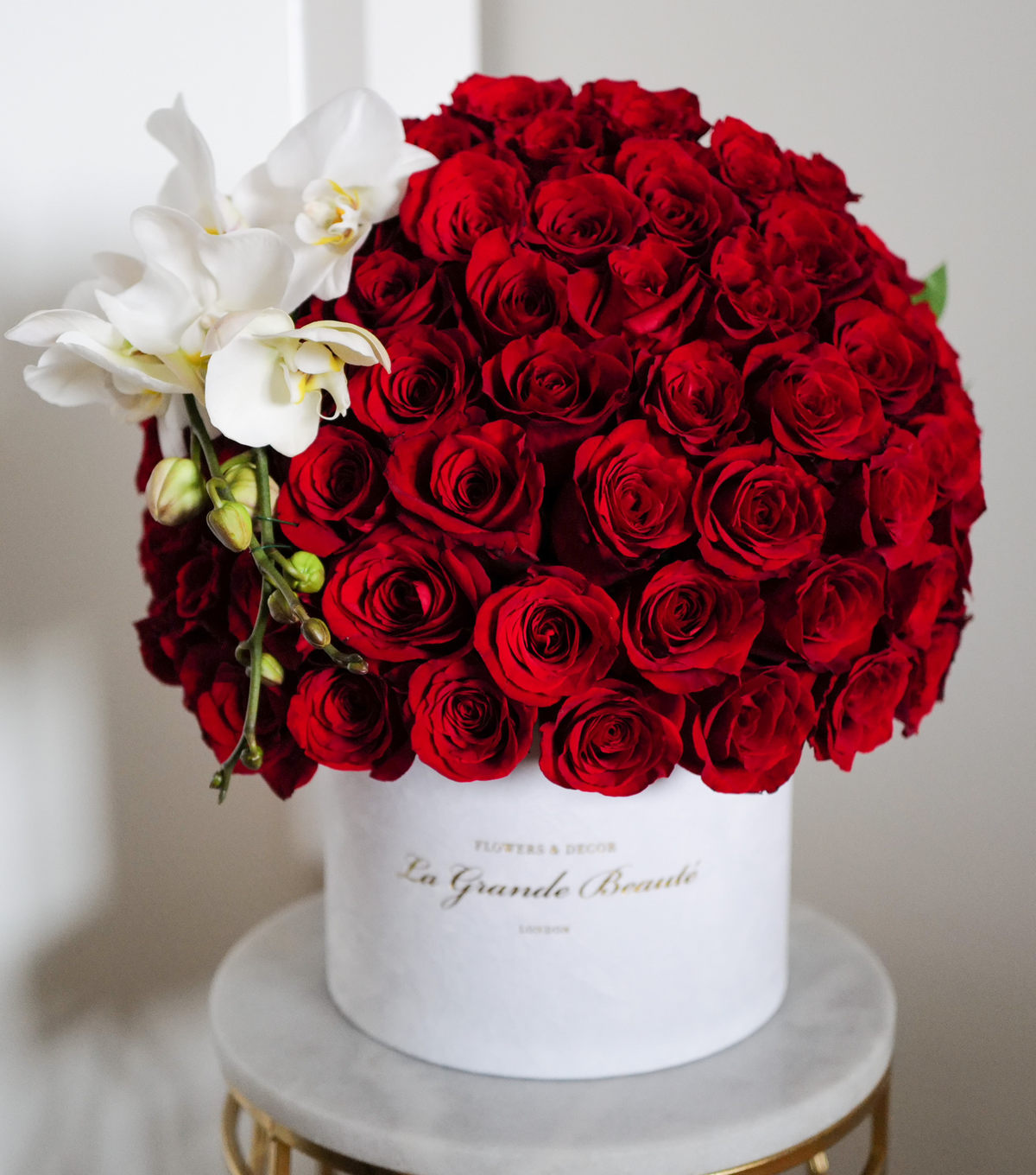 “Je T’aime” – red rose box by La Grande Beauté, luxury flower delivery London