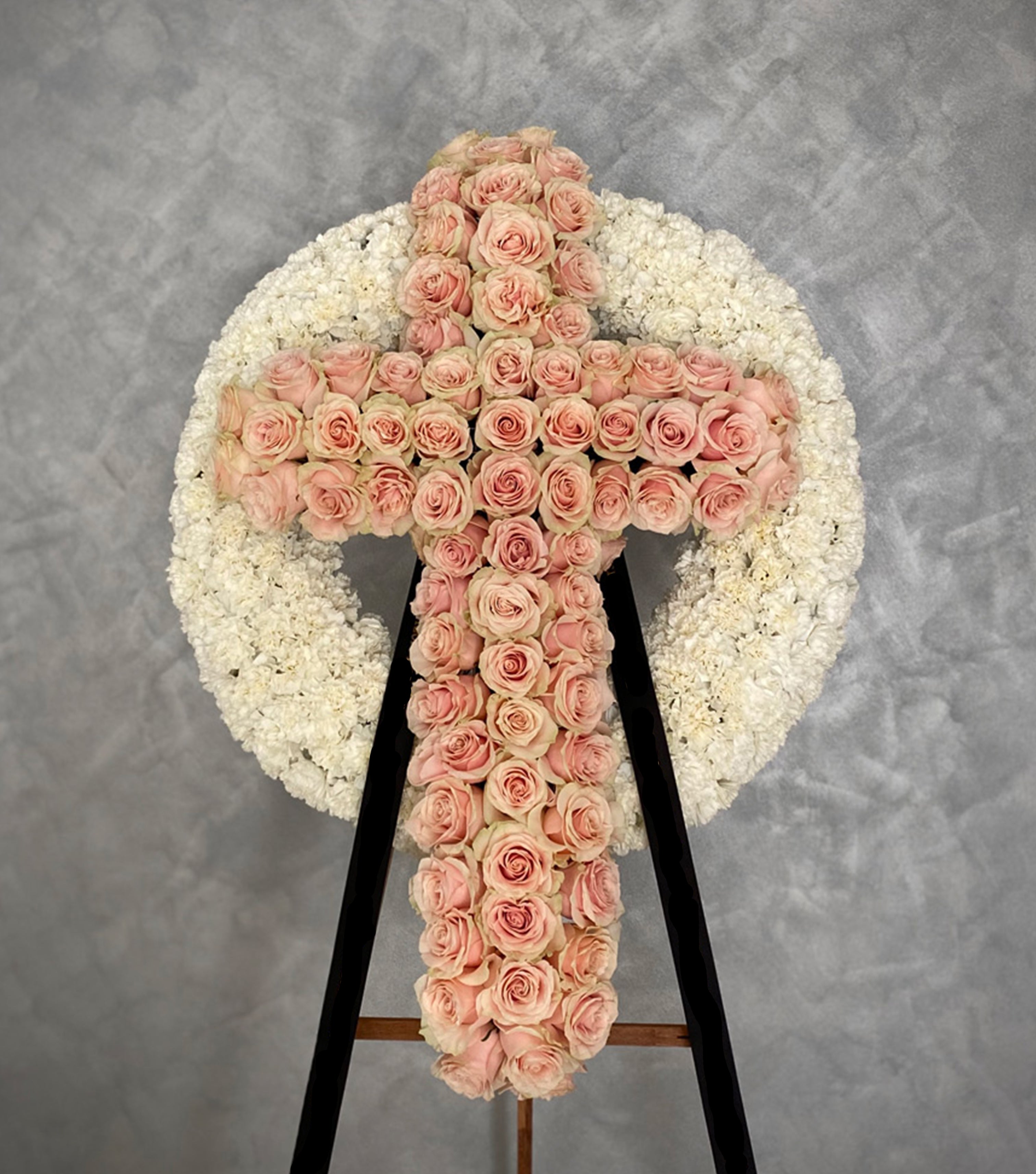 Halo & Cross Sympathy Funeral Flowers Luxury London Flower