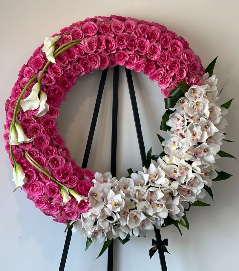 Rose and Orchid Sympathy Wreath
